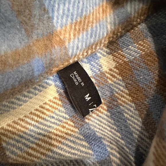 ZAFUL WOMENS BLUE TAN BUTTON UP SHACKET JACKET US 6 MEDIUM - Picture 6 of 7